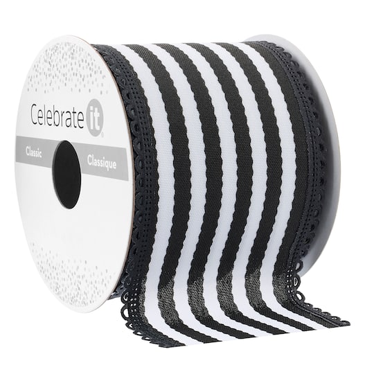 2.5" x 3yd. Taffeta Wired Striped Ribbon by Celebrate It™ Classic
